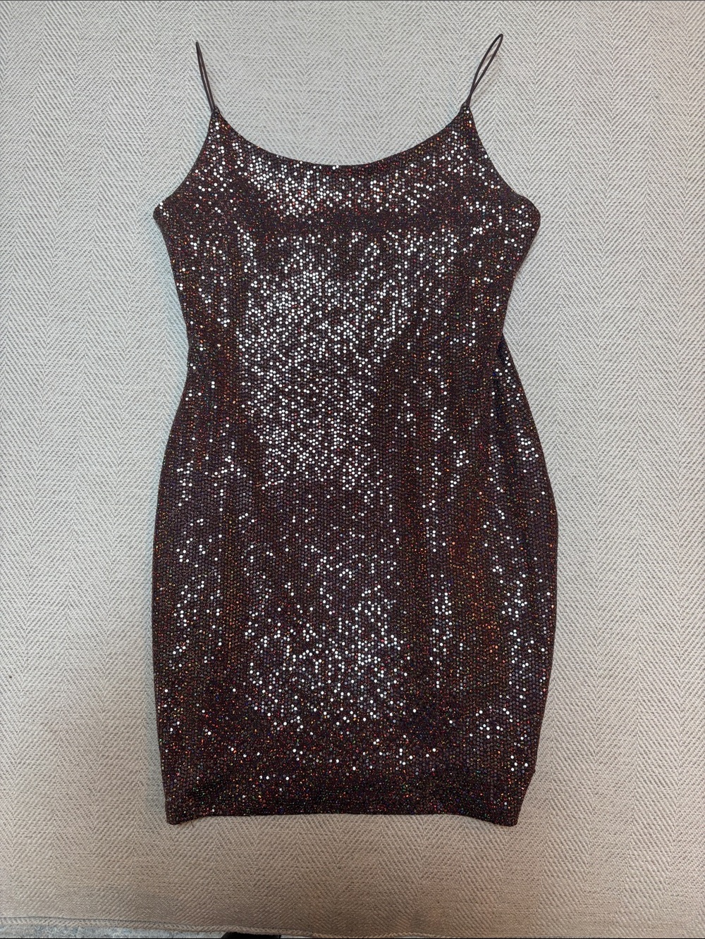 Lovely Day Brown Sequin Mini Slip Dress